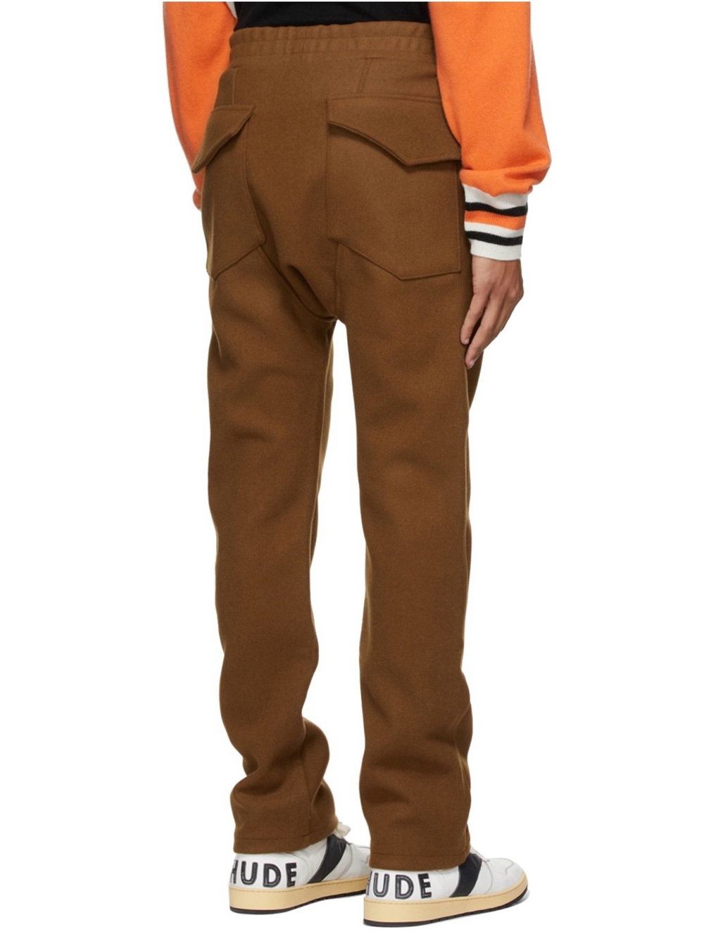 RHUDE Men's Brown Tan Wool Lounge Pants, Size Small